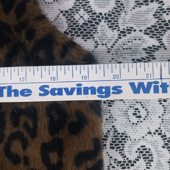 Vintage Deadstock Fuzzy Faux Fur Leopard Print Zip Up Vest - Picture 10 of 11